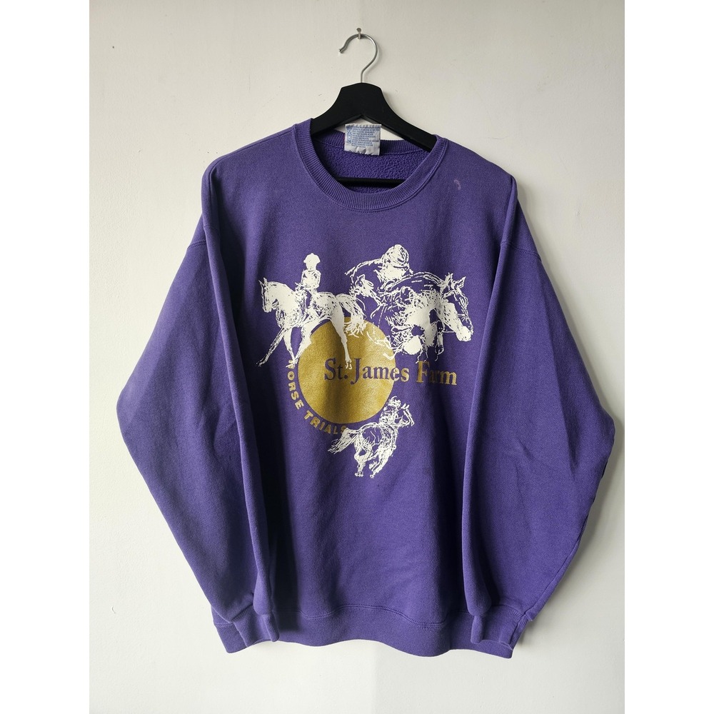 Vintage St James Farm Sweatshirt Mens Large Crewneck Horse Trials 90s Hanes